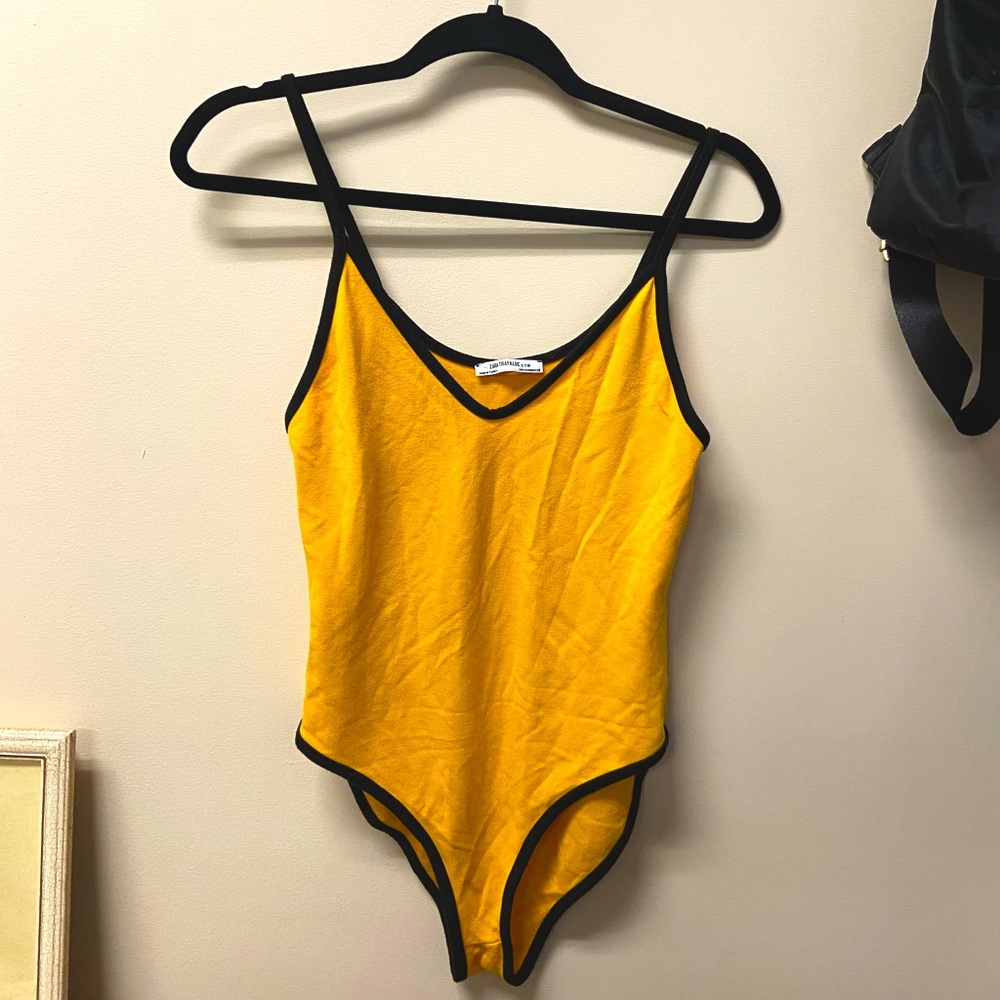 ZARA SLIP-ON BODYSUIT IN YELLOW